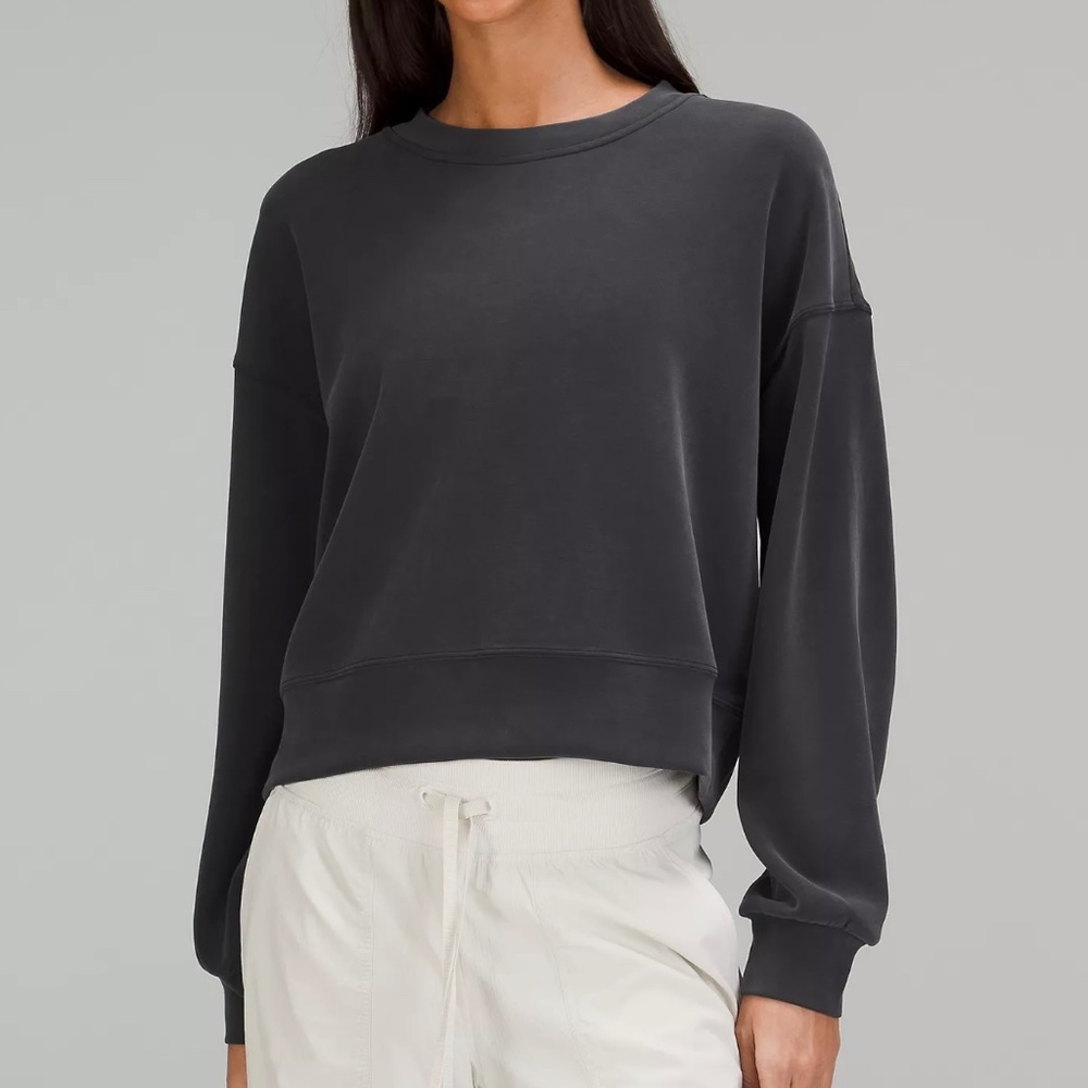Lululemon Softstreme Perfectly Oversized Cropped Crew Pullover Black Size 2